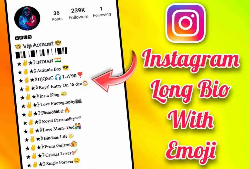 instagram long bio with emoji