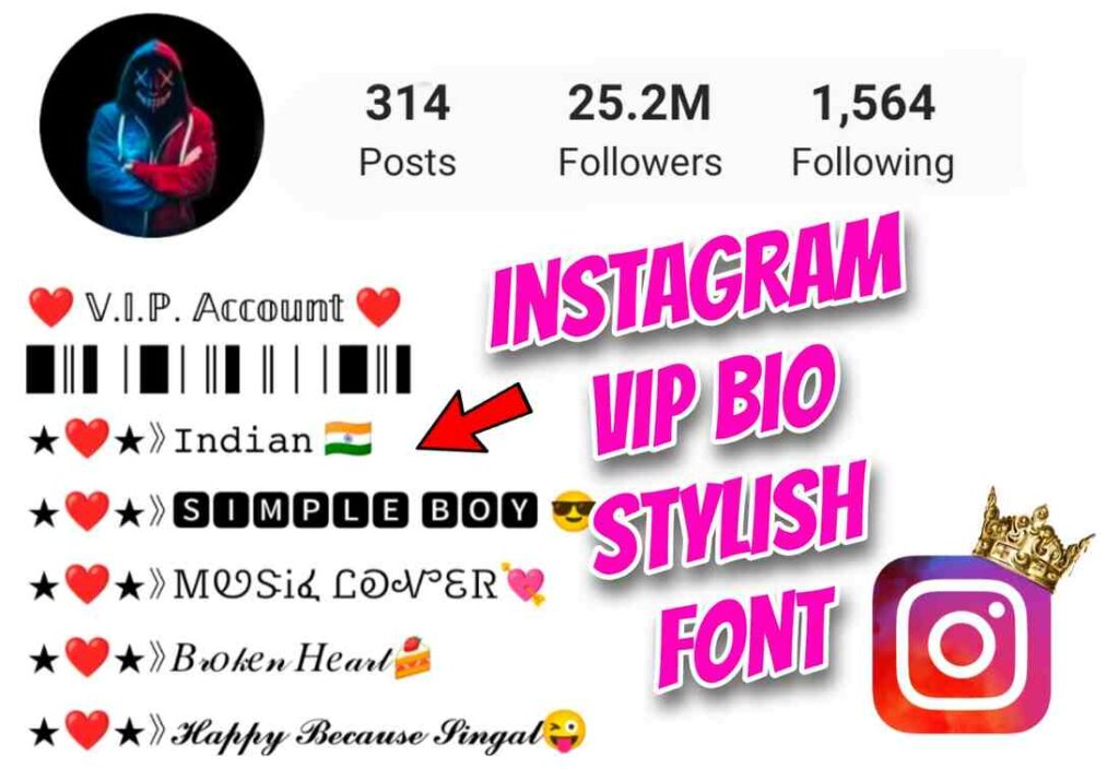 Instagram Vip Bio Stylish Font